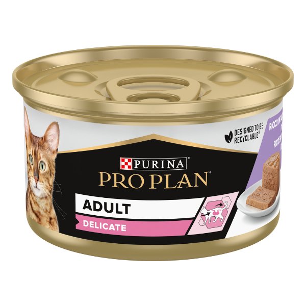 WET PROPLAN CAT DELICATE Pavo 24x85g (Lata)