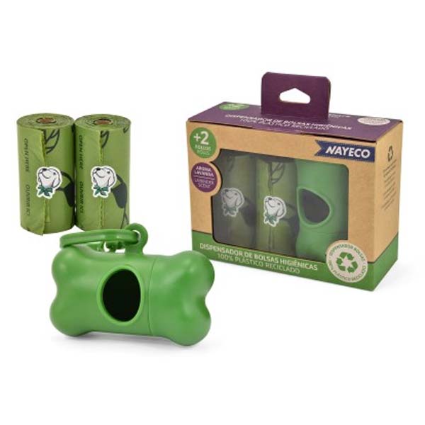 PORTABOLSAS RECICLADO +2 ROLLOS de 15 BOLSAS AROMA LAVANDA