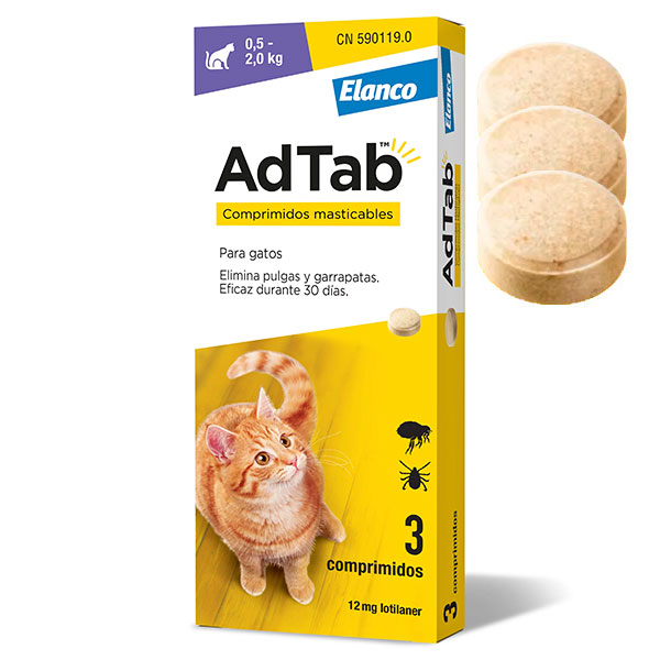 ADTAB GATOS 12mg (0,5-2 Kg) 3cp Masticable