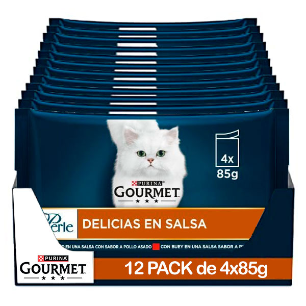 GOURMET PERLE Delicia Salsa Pollo,Buey 12x(4x85g)