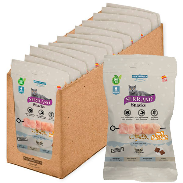 SERRANO GATO 12x50gr POLLO Y ANTI HAIRBALL