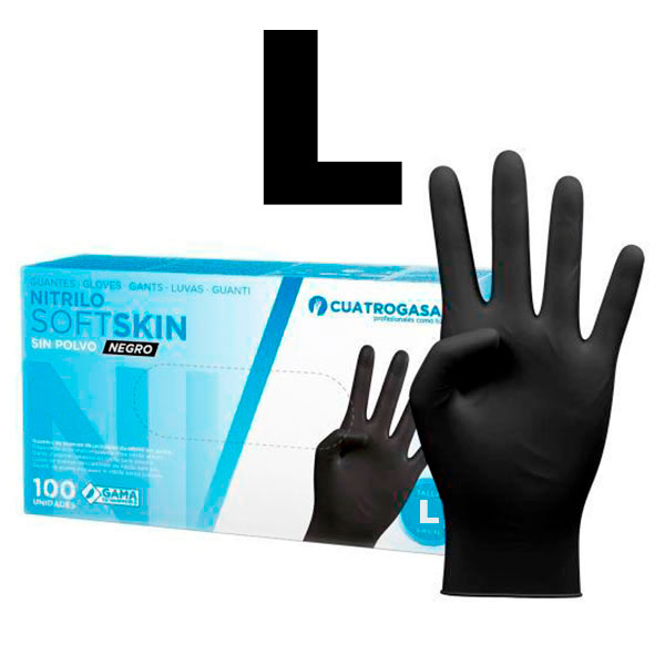 GUANTES NITRILO S/POLVO T-L NEGRO 100UD