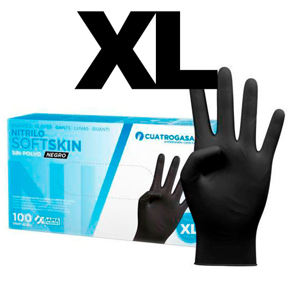 GUANTES NITRILO S/POLVO T-XL NEGRO 100UD