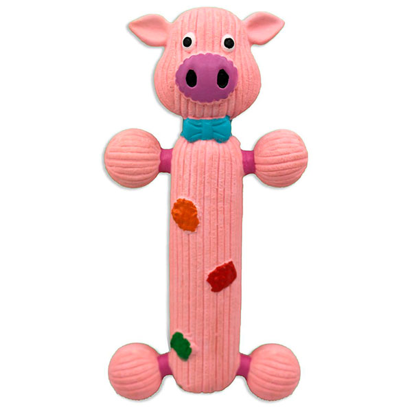 Mordedor Cerdo Rosa Lunares en Latex para perro 17cm