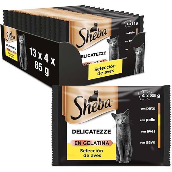 SHEBA DELICATEZZE GELATINA AVES 13(4x85gr)