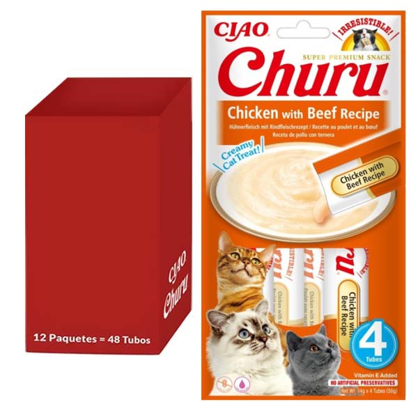 Churu Receta de pollo con buey 12x(4x14g)