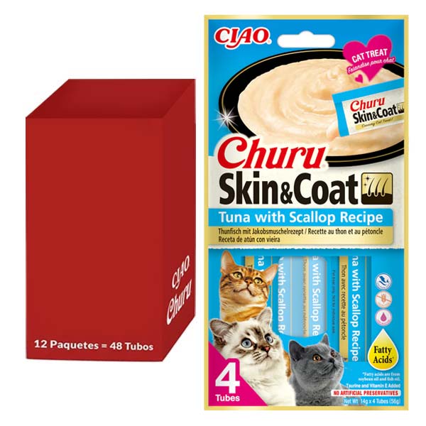 Churu Skin&Coat receta de atún con vieira 12x(4x14g)