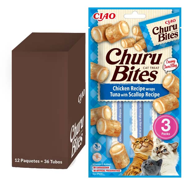 Churu CAT Bites receta de atún con vieira 12x(3x10g)