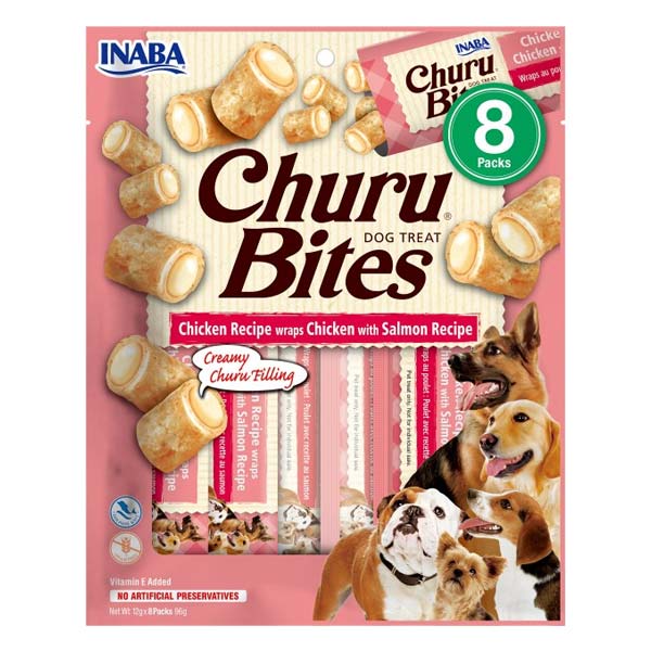 Churu DOG Bites receta de pollo con salmón 8x(8x12g)