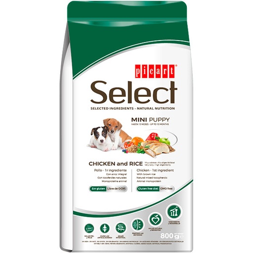 [01013708] SELECT MINI PUPPY Pollo y arroz 800gr