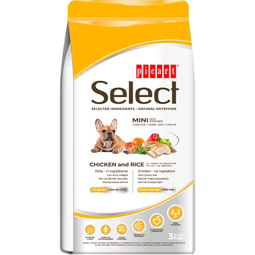 [01022203] SELECT MINI ADULT Ligth-Sterilised Pollo y arroz 3KG