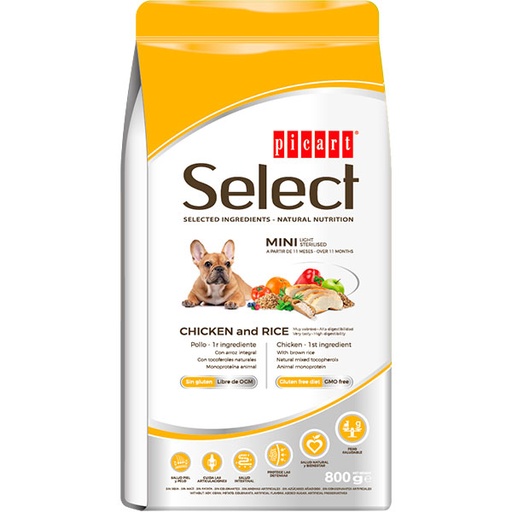 [01022308] SELECT MINI ADULT Ligth-Sterilised Pollo y arroz 800gr