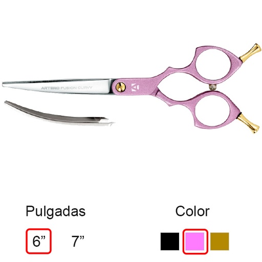 [T46160] ARTERO TIJERAS FUSION CURVY PINK 6"