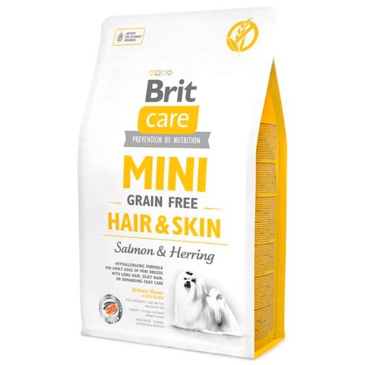 [BR0180] Brit Care Mini GF Hair Skin Salmón y Arenque 400gr