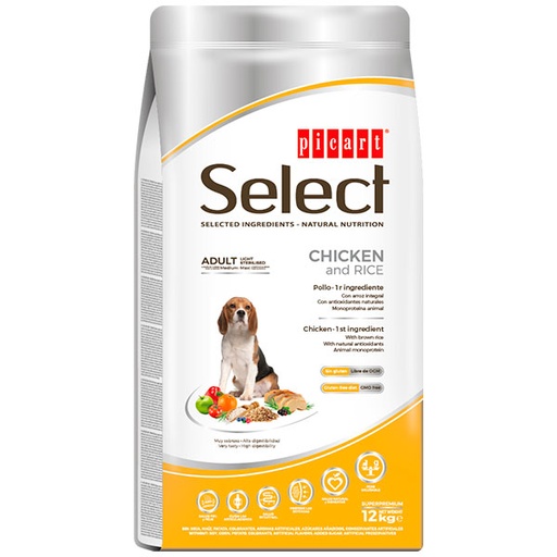 [01023212] SELECT ADULT LIGHT-STERILISED 12KG