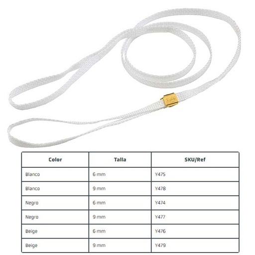 [Y475] COMPLEMENTO CORREA EXPO PINZA BLANCA 6MM