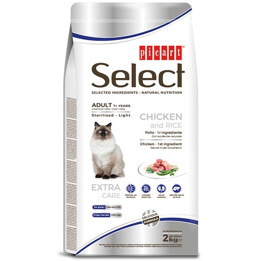 [02023902] SELECT CAT ADULT 7+ STERILISED LIGHT 2KG