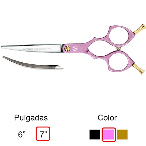 [T46370] ARTERO TIJERAS FUSION CURVY PINK 7"