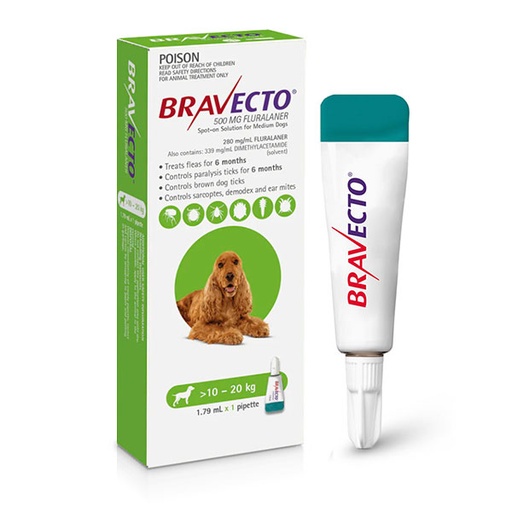 [158176] BRAVECTO SPOT DOG 500MG 1PIP (10 20kg)
