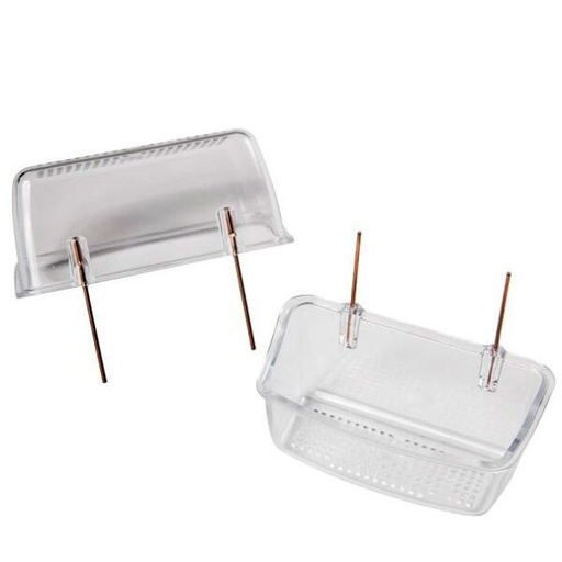 [K821] COMEDERO-BEBEDERO TRANSPARENTE CON GANCHOS