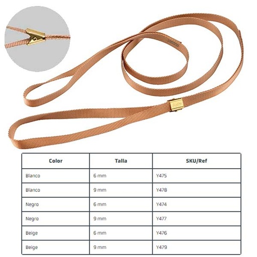 [Y479] CORREA EXPOSICION PINZA BEIGE 9MM