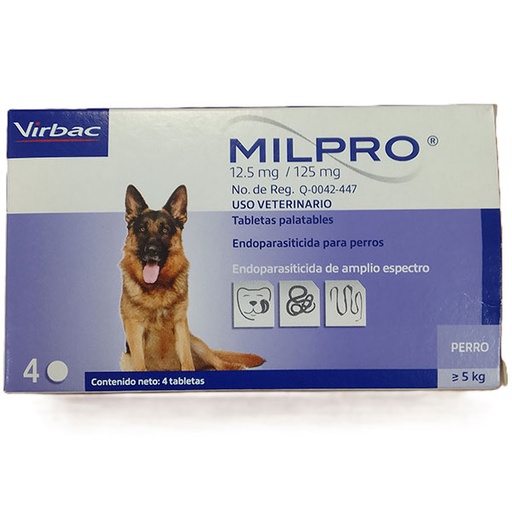 [VN100523] MILPRO PERROS GRANDE 12,5MG/125MG 4cp