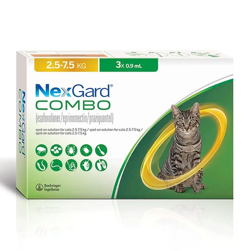 [160077] NEXGARD COMBO GATO 2.5-7.5 KG 3 PIPETAS