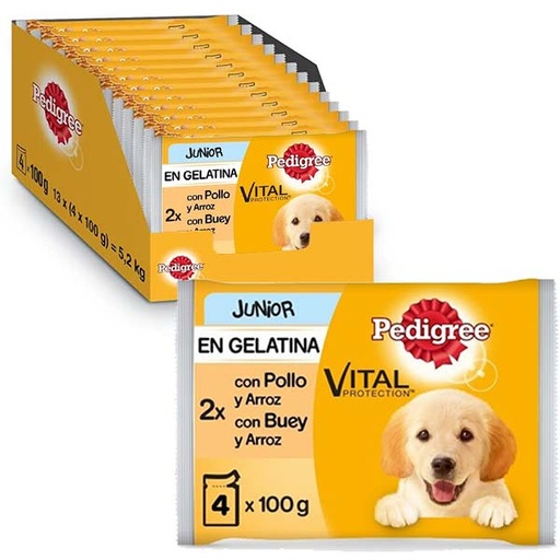 [370752] PEDIGREE JUNIOR POLLO Y ARROZ 13x(4x100g)
