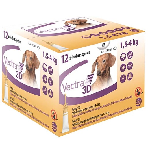 [C66111F] VECTRA 3D XS DOG 1.5-4kg (12p)