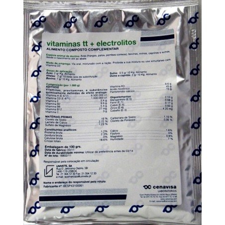 [E00723] VITAMINAS TT + ELECTROLITOS 100 GRS