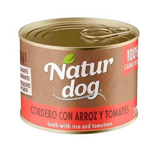 [W0006] WET NATURDOG CORDERO Y ARROZ / TOMATE 6x200GR