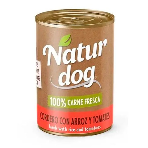 [W0007] WET NATURDOG CORDERO Y ARROZ / TOMATE 6x400GR