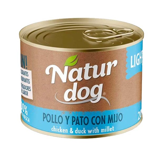 [W0004] WET NATURDOG POLLO Y PATO CON MIJO 6x200GR