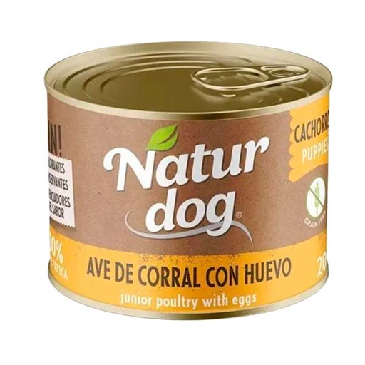 [W0008] WET NATURDOG PUPPY AVE CORRAL CON HUEVO 6x200GR