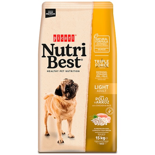 [01419315] NUTRIBEST LIGHT Pollo y arroz 15KG