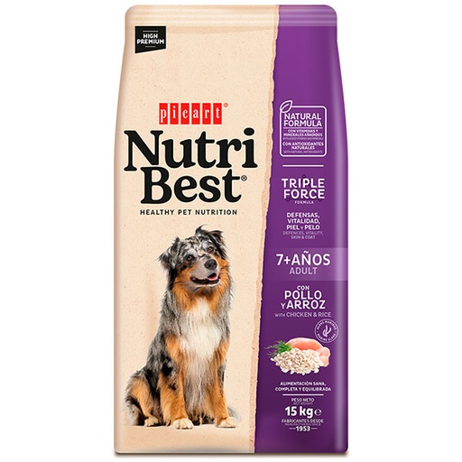 [01413115] Nutribest Adult 7+ Pollo y Arroz 15kg