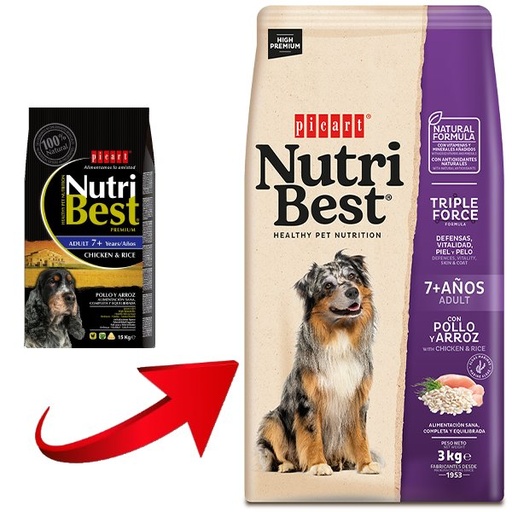 [01420103] NUTRIBEST ADULT 7+ Pollo y Arroz 3KG