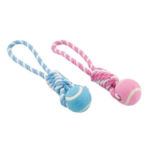 [305X-LL/PE80394] PELOTA TENIS CON CUERDA BICOLOR 30cm. 105-115gr. (UMV 4uds.)