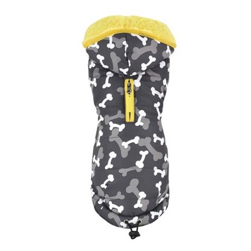 [305X-PL/PE52270] CHAQUETA CAMUFLABONES GRIS CON INTERIOR DE BORREGUITO SUAVE AMARILLO 60CM