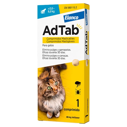 [E11100037] ADTAB GATOS 48mg (2-8 KG) 1cp Masticable