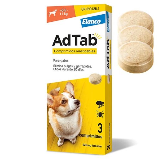 [E11100042] ADTAB PERRO 225mg (5,5-11 Kg) 3cp Masticable