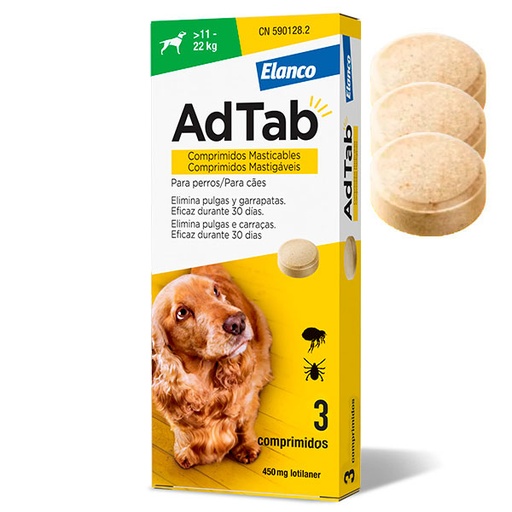 [E11100044] ADTAB PERRO 450mg (11-22 Kg) 3cp Masticable