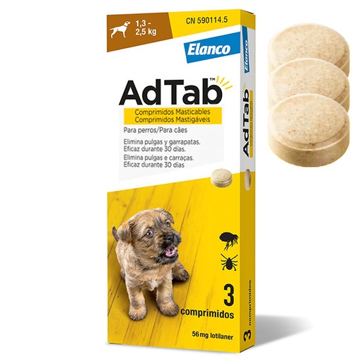 [E11100046] ADTAB PERRO 56mg (1,3-2,5 Kg) 3cp Masticable