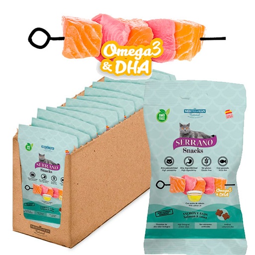 [68018-12] SERRANO GATO 12x50gr SALMÓN OMEGA 3 + DHA