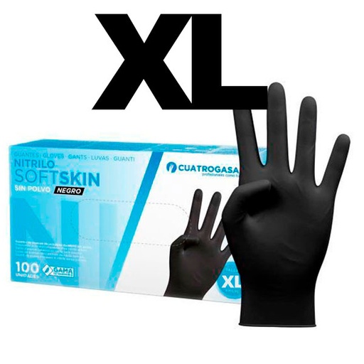 [E02433] GUANTES NITRILO S/POLVO T-XL NEGRO 100UD