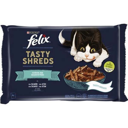 [12480207] FELIX TASTY SHREDS Festín del Mar 12(4x80g)