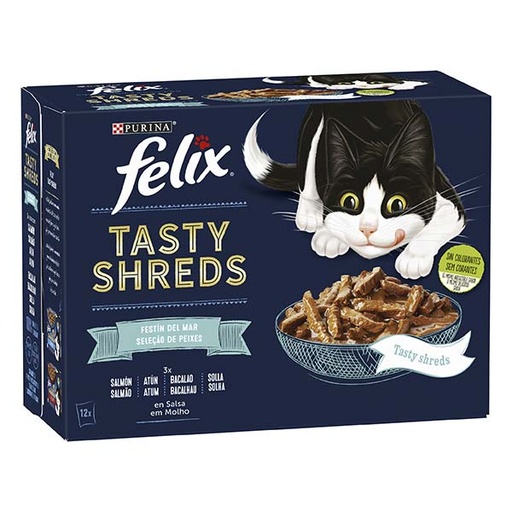 [12480222] FELIX TASTY SHREDS Festín del Mar 4(12x80g)