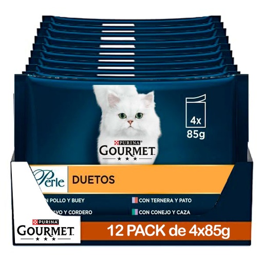 [12486999] GOURMET PERLE Fina lamina Duo Carnes 12(4x85g)