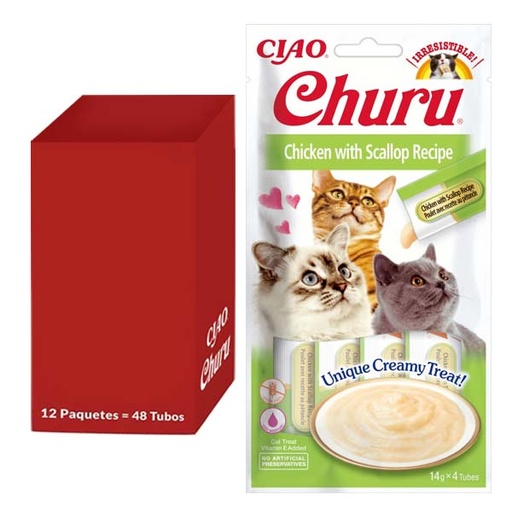 [CHU-IN0105] Churu Receta de pollo con vieira 12x(4x14g)