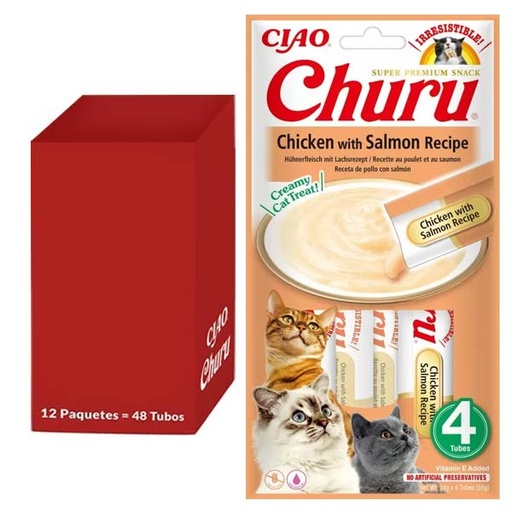 [CHU-IN0684] Churu Receta de salmón con pollo 12x(4x14g)